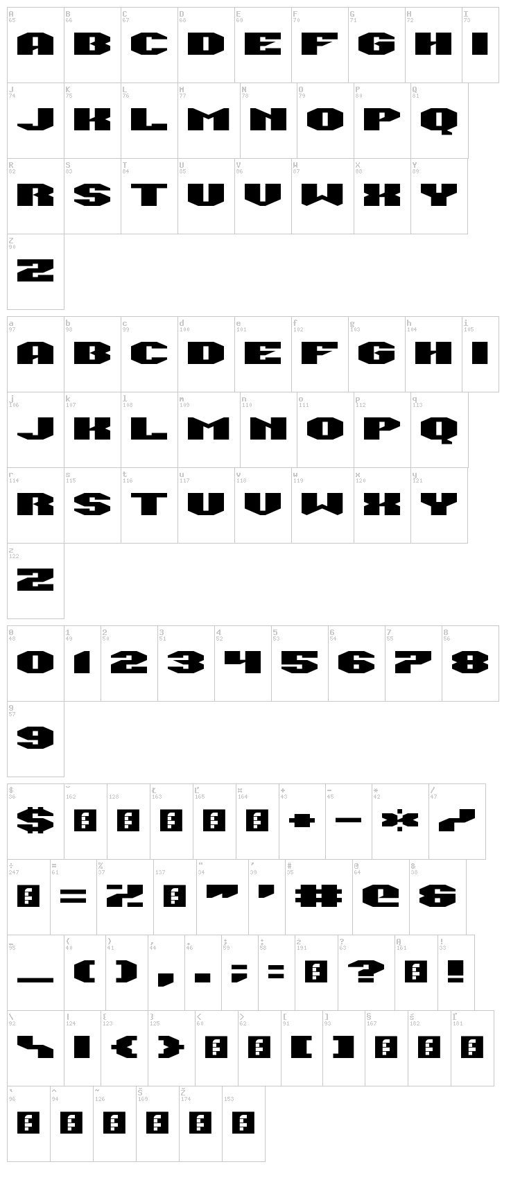 Man Flu font map
